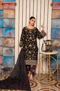 Handmade Velvet 3-Piece Suit with Embroidery – Front View | BG Creation | CO-786
