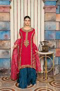 Luxury Chiffon Frock with Handmade Embroidery & Sequins – Front View | BG Creation | RB-793F