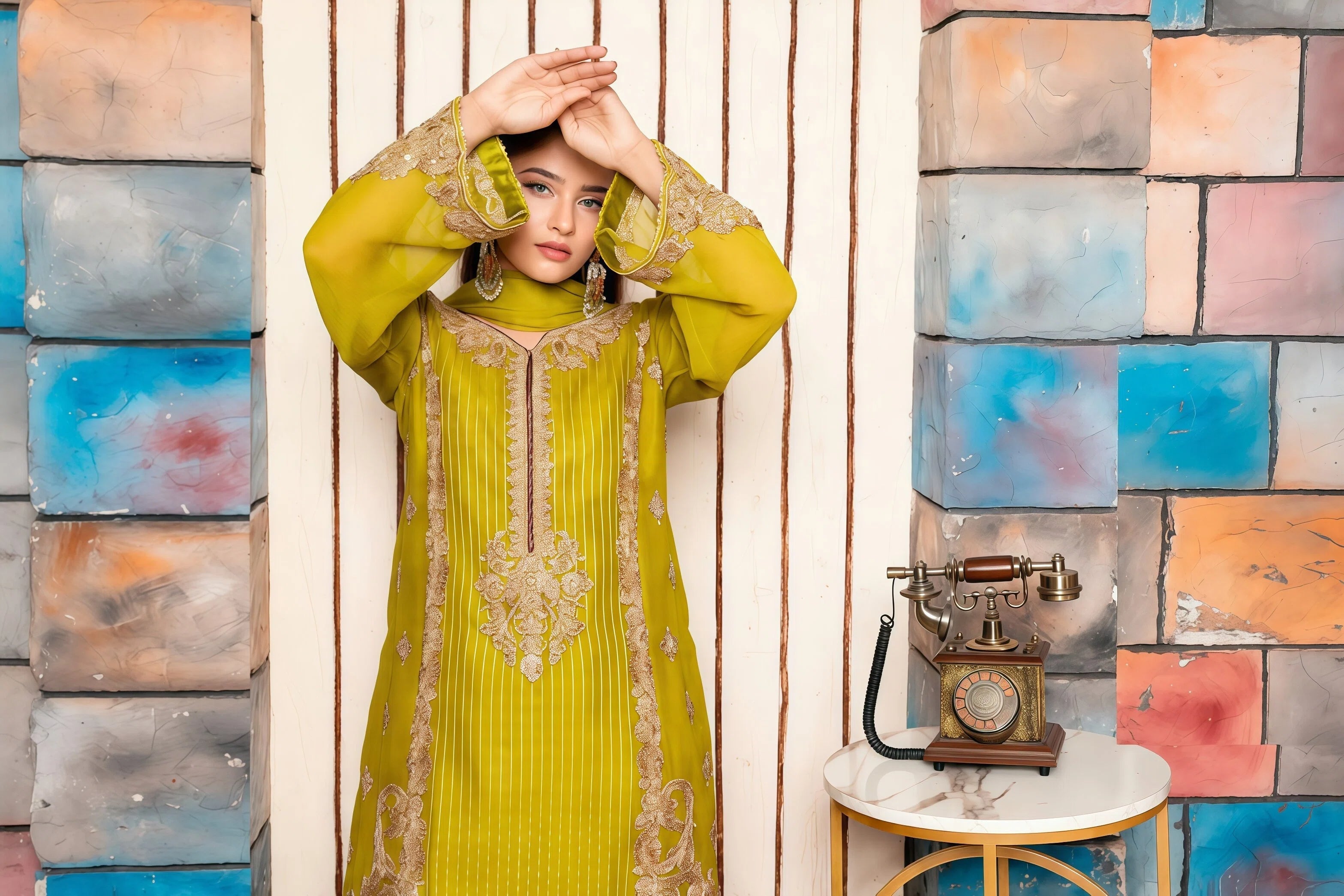 Chiffon Suit with Handmade Embroidery & Zari – Embroidery Detail | BG Creation | CA-793S