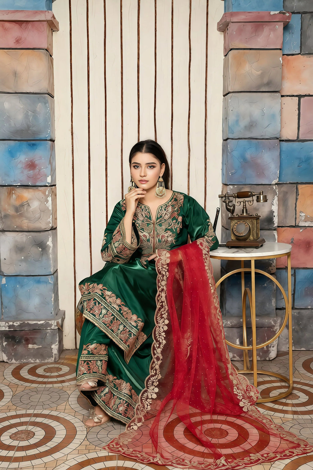 Trendy Korean Silk Suit with Garara & Net Dupatta – Full View | BG Creation | KB-846